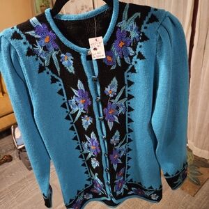Vintage 90s UMI Collections Flower Cardigan, Size Medium